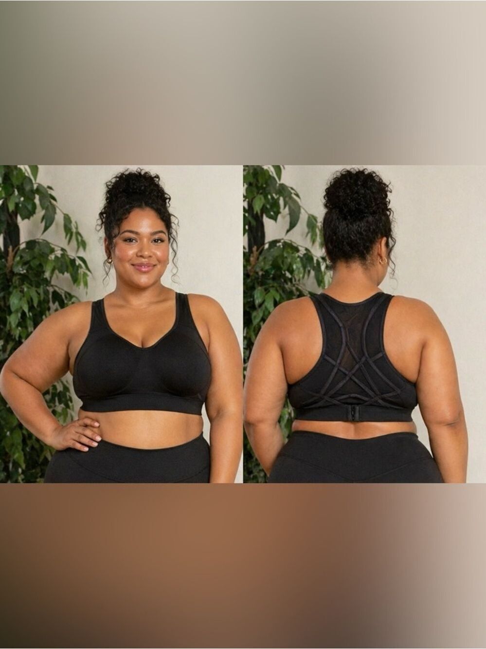 Black MTA Sport Sports Bra Size 1X – Strappy Back High Support Activewear